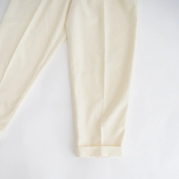 Vintage 90s Liz Sport Yellow Beige Pleated Cuffed Crop Ankle Pants Size 8 Petite - Picture 6 of 12